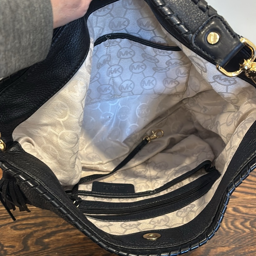 Michael Kors Black Hobo Bag with Gold Hardware and Tassel - Picture 6 of 7